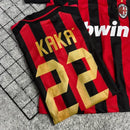 Camisa de Time Milan Listrada Polo Retrô (Personalizada) Kaká