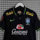 Camisa de Time Seleção Brasileira Polo Preta c/ Patrocínio