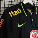 Camisa de Time Seleção Brasileira Polo Preta c/ Patrocínio