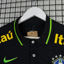 Camisa de Time Seleção Brasileira Polo Preta c/ Patrocínio