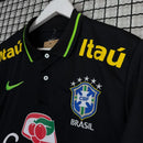 Camisa de Time Seleção Brasileira Polo Preta c/ Patrocínio